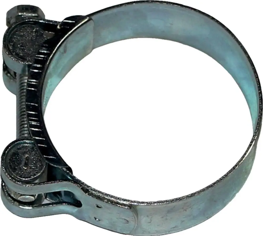 Schelle aus Metall mit zwei Schrauben zur sicheren Befestigung eines Rückluftschlauchs, geeignet für Anwendungen von Wolf.